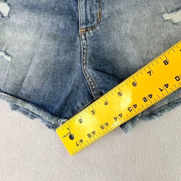 Arizona Jean Company Shorts Women 11 Distressed Hi-Rise Shortie Factory Zip Hem - Picture 4 of 9